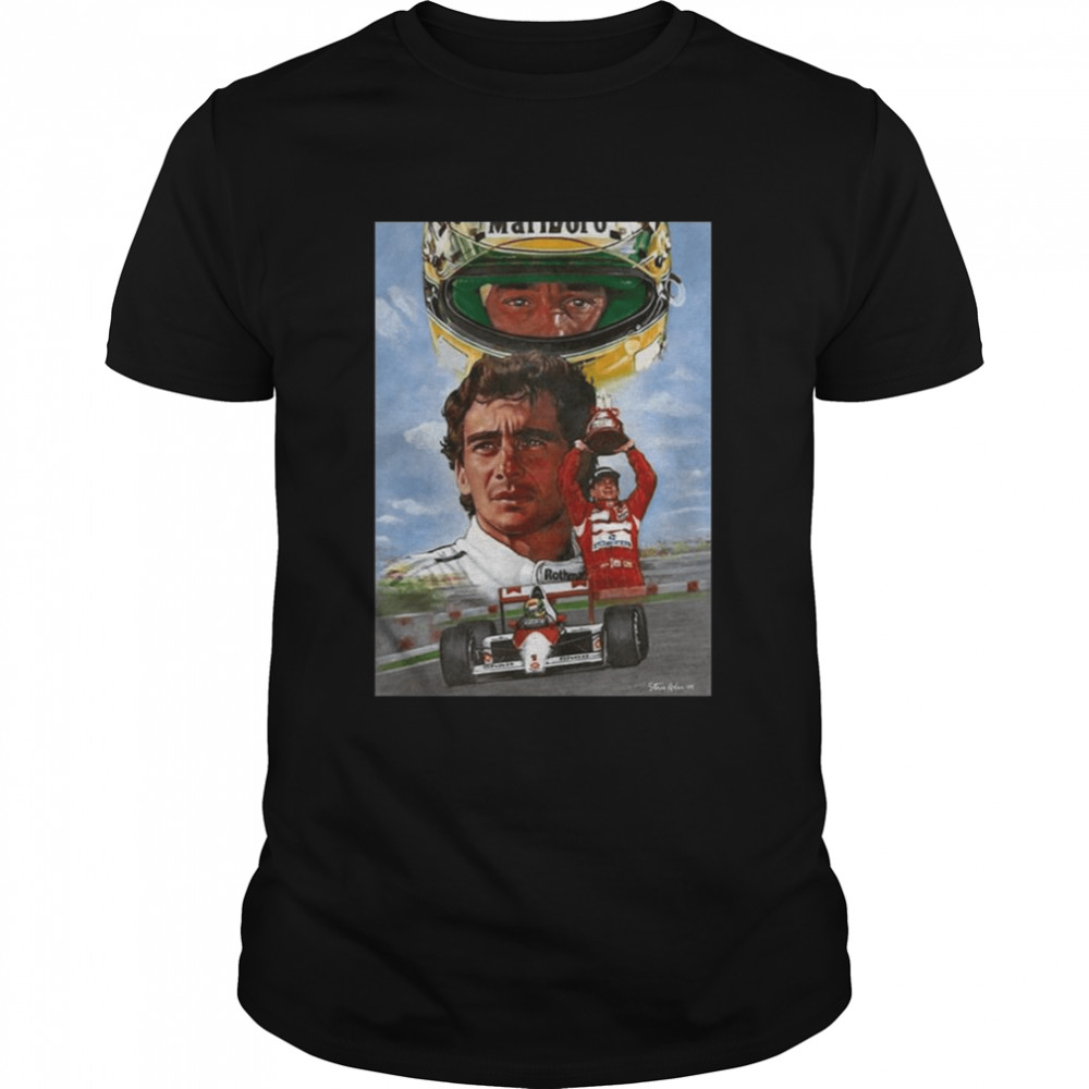Ayrton Senna Drawing Formula 1 Car Racing F1 shirt Classic Men's T-shirt