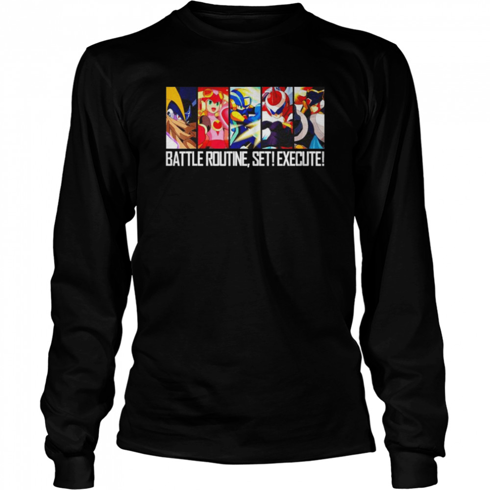 Mega man battle routine set execute shirt Long Sleeved T-shirt