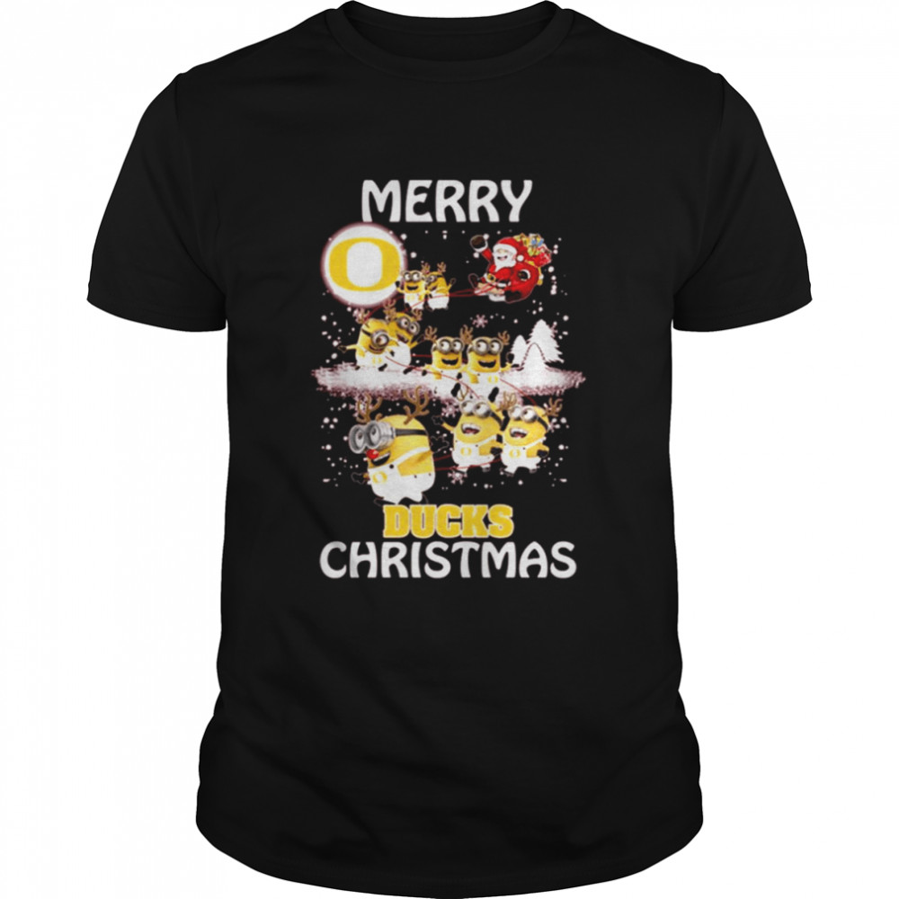 Oregon Ducks Ugly Christmas Sweaters Minions Santa Claus Merry Christmas Oregon Ducks T- Classic Men's T-shirt