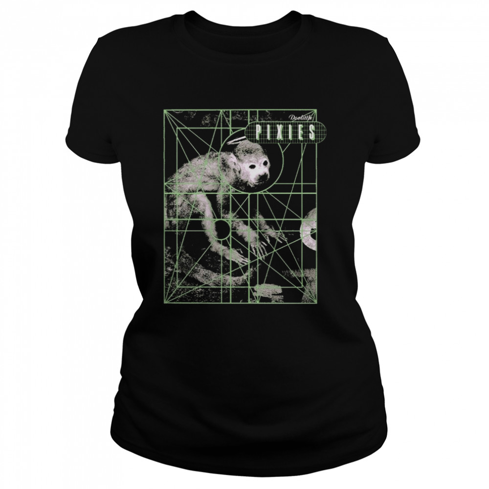 Pixies Monkey Grid Charcoal shirt Classic Women's T-shirt