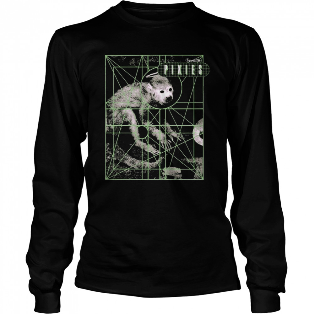Pixies Monkey Grid Charcoal shirt Long Sleeved T-shirt