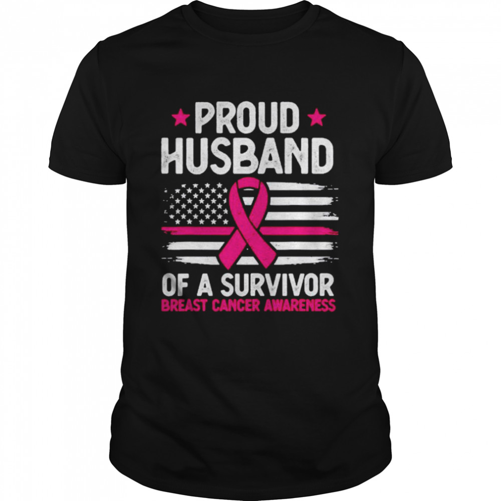 Proud husband of survivor breast cancer awareness supporter shirt