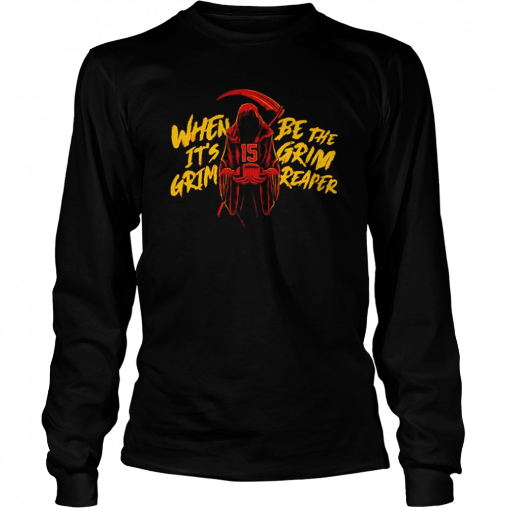 When It’s Grim The Grim Reaper Orange For Halloween shirt Long Sleeved T-shirt