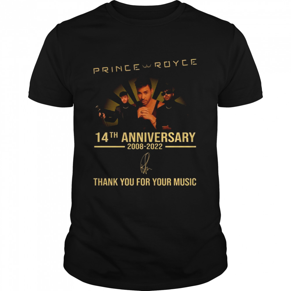 14th Anniversary 2008 2022 Thank You For Memories Signature Prince Royce shirt