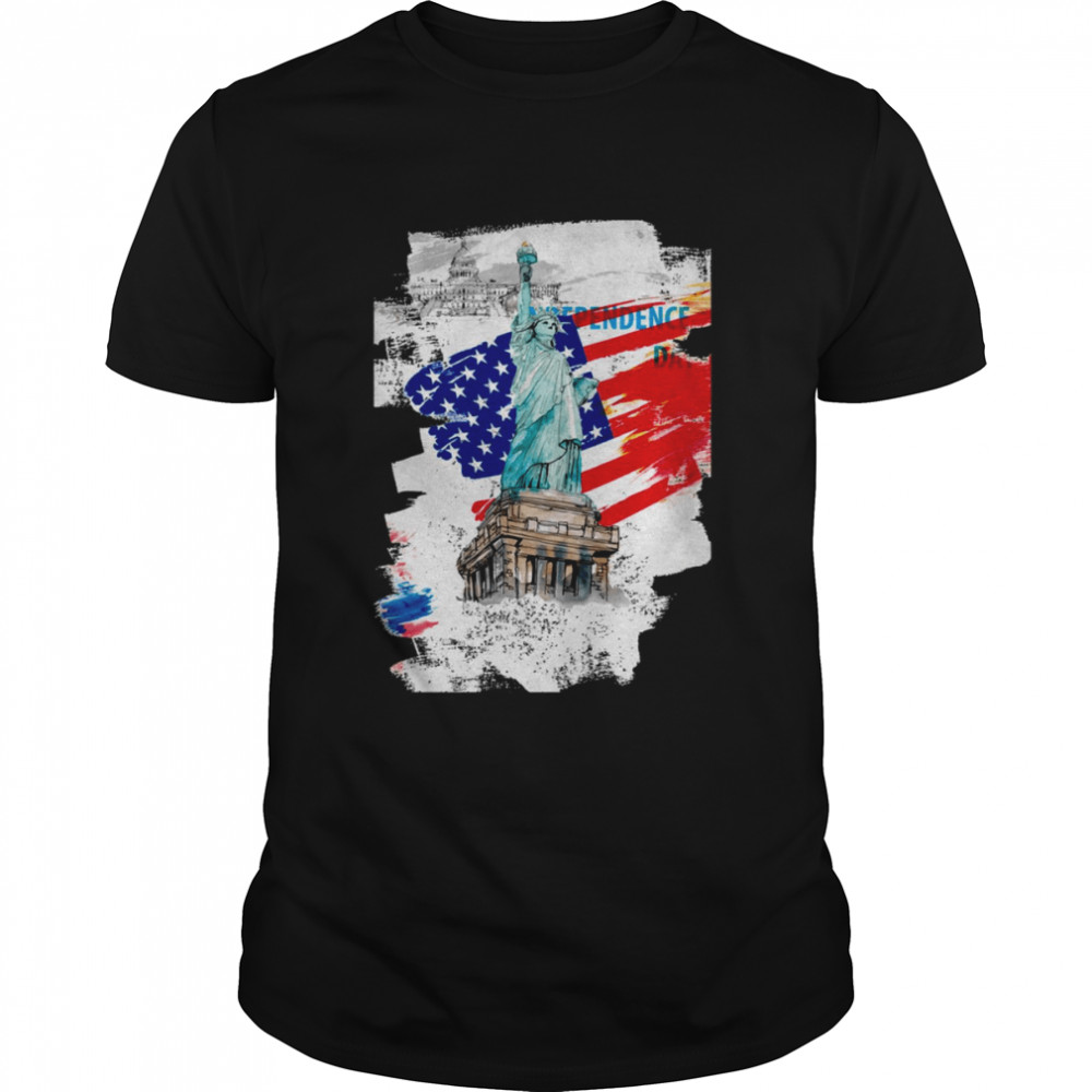 American Flag With Liberty Statue shirt Classic Men's T-shirt