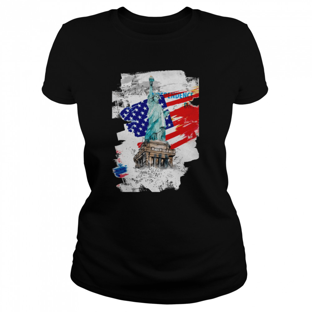 American Flag With Liberty Statue shirt Classic Women's T-shirt