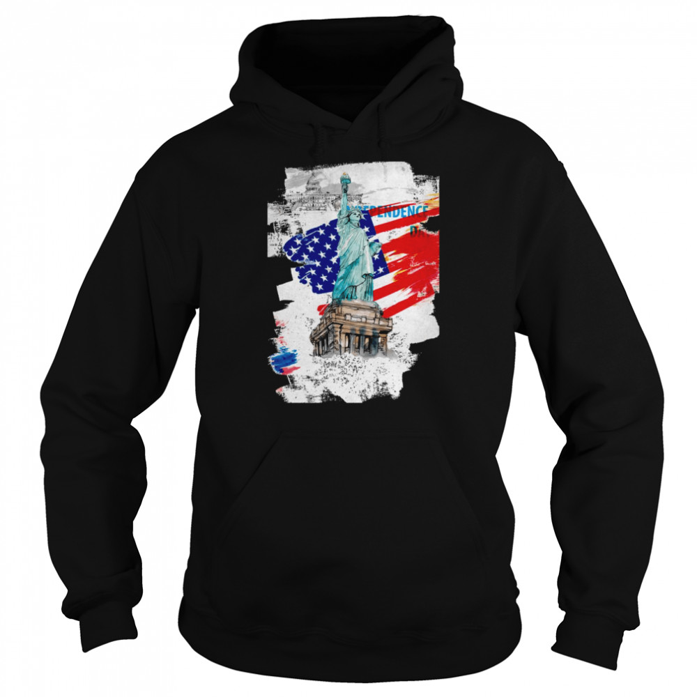 American Flag With Liberty Statue shirt Unisex Hoodie