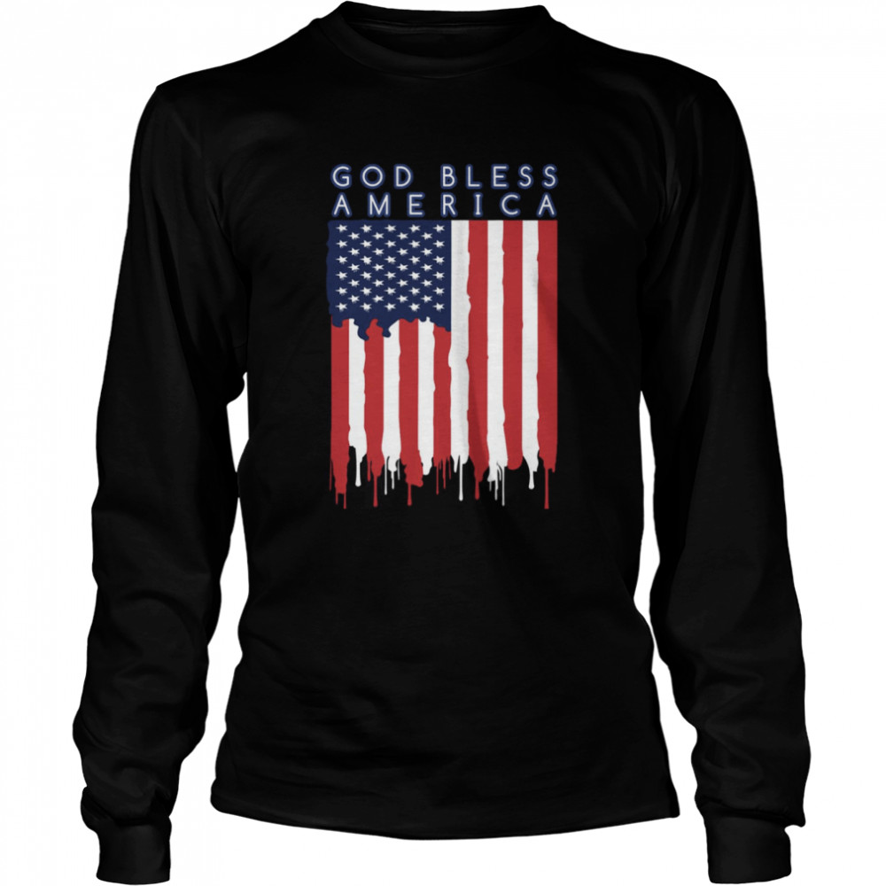 God Bless America USA American Flag shirt Long Sleeved T-shirt