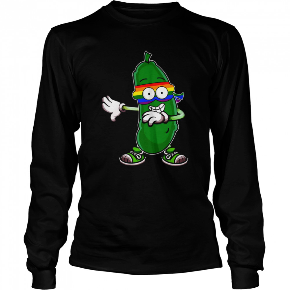 Lgbt Pickle Dabbing Cucumber Funny Rainbow Gay Pride shirt Long Sleeved T-shirt