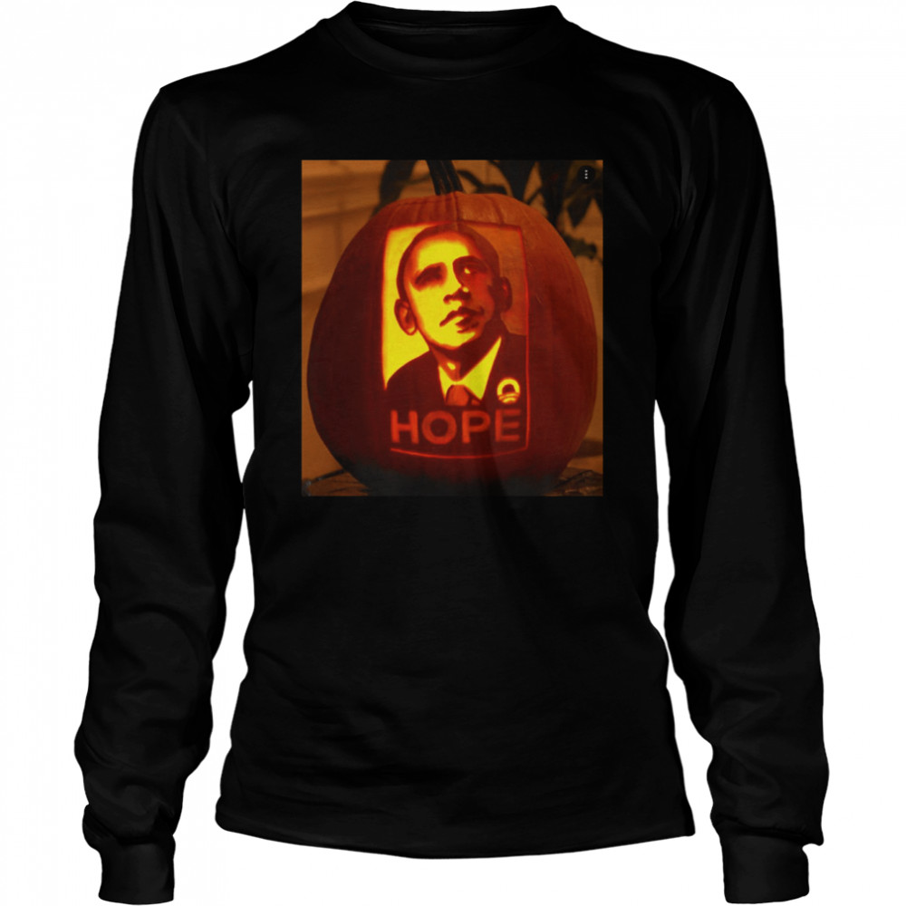 Obama Hope Pumpkin Carving Obama Halloween T- Long Sleeved T-shirt