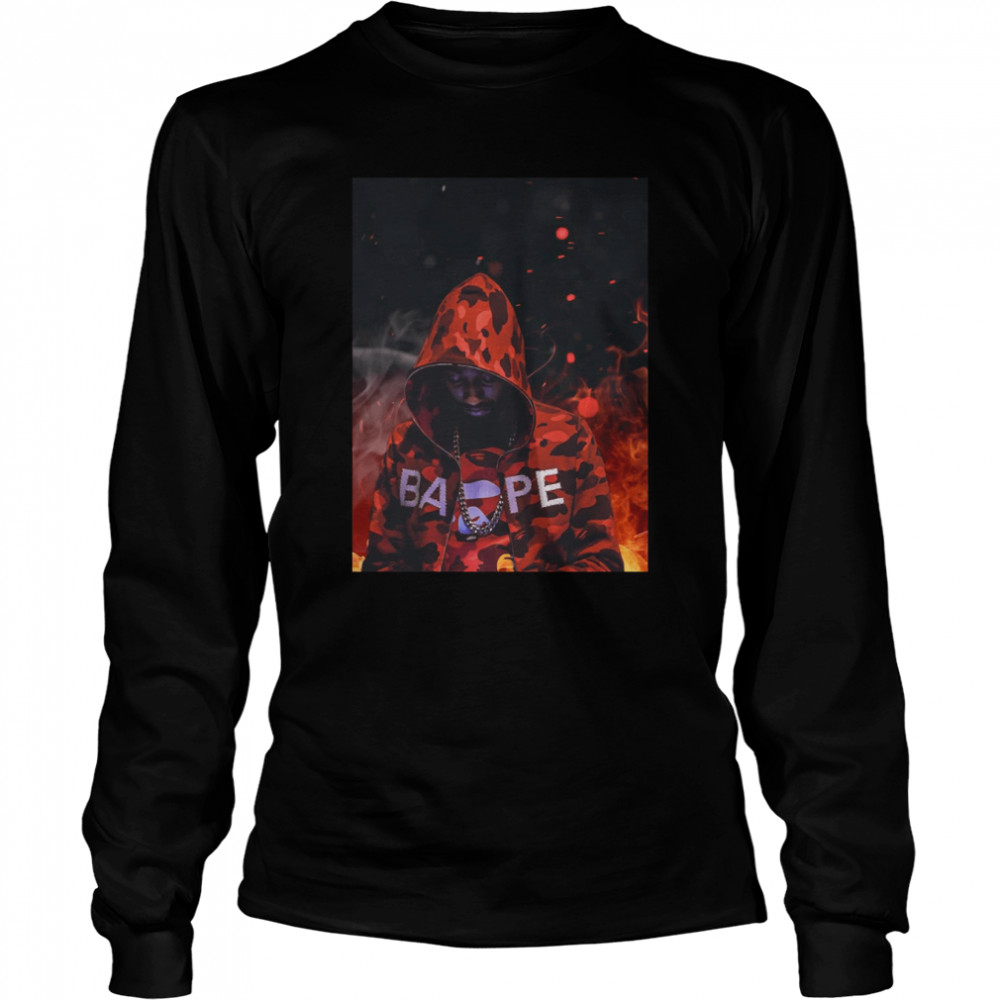 Pnb Rock Bape Fire shirt Long Sleeved T-shirt