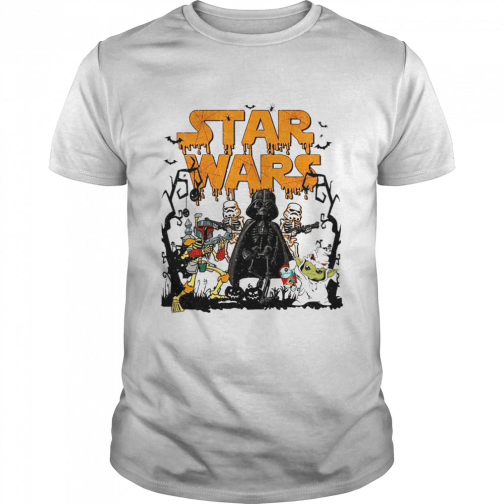 Baby Yoda Darth Vader Star Wars Halloween Vintage Star Wars Skeleton T-Shirt