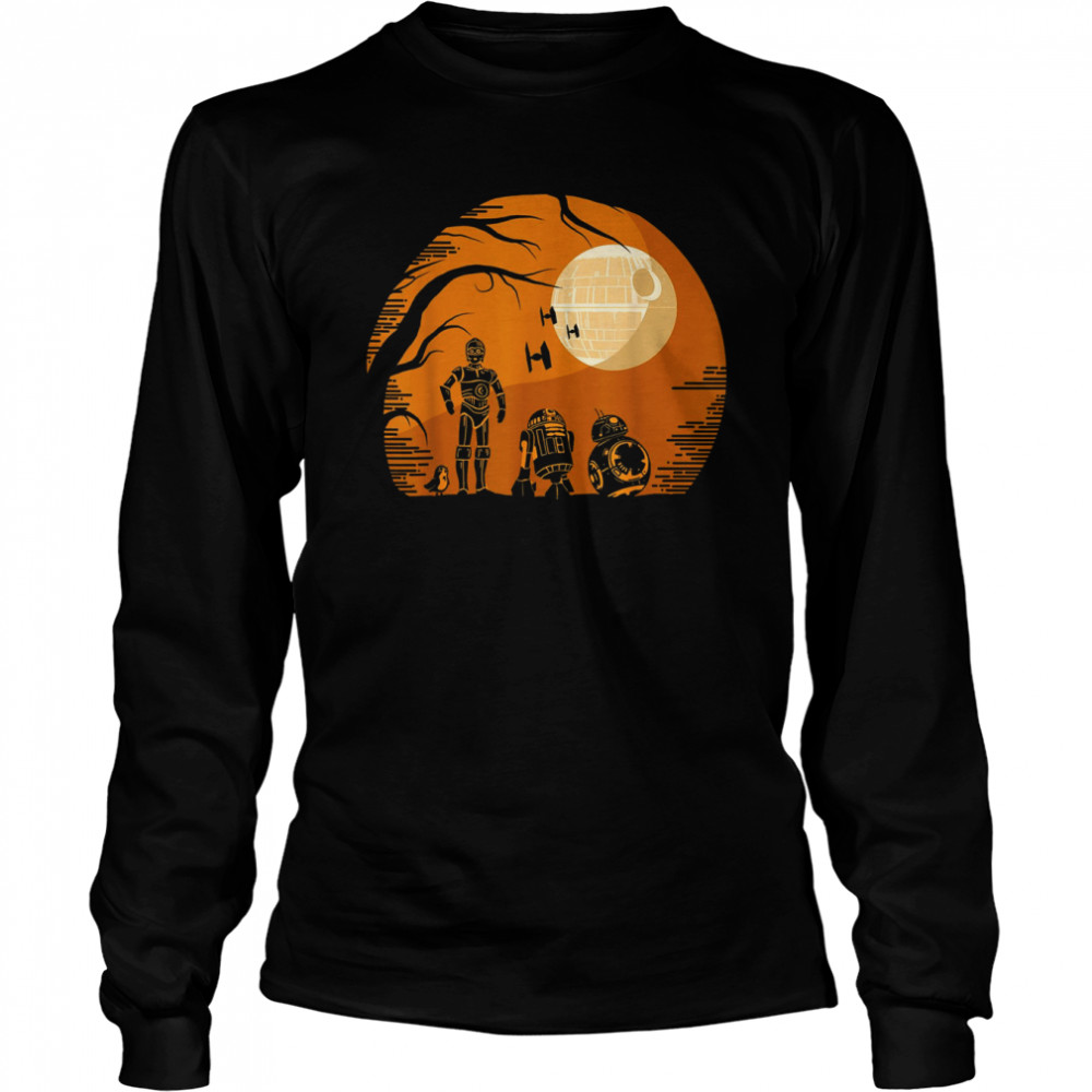 Droids Halloween Orange Hue Death Star Portrait shirt Long Sleeved T-shirt