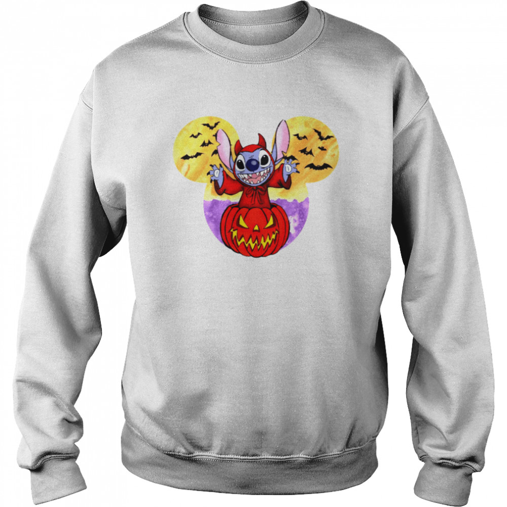 Stitch Disney Halloween Pumpkin Mickey Ear Halloween shirt Unisex Sweatshirt