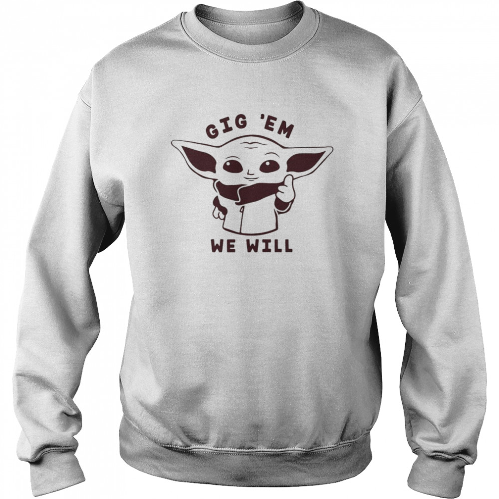 Texas A&M Aggies Baby Yoda Gig ‘EM shirt Unisex Sweatshirt