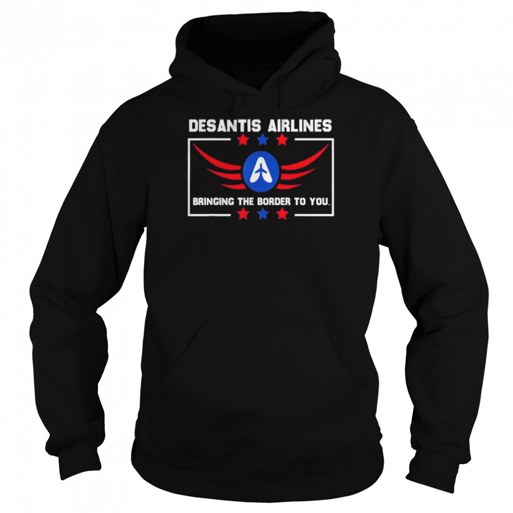 DeSantis Airlines Funny Political Meme Ron DeSantis USA Flag T- Unisex Hoodie