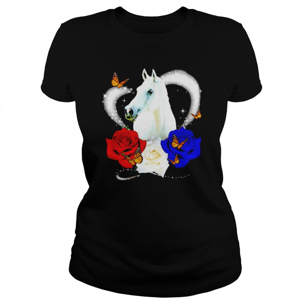 Horse love flower shirt Classic Women's T-shirt