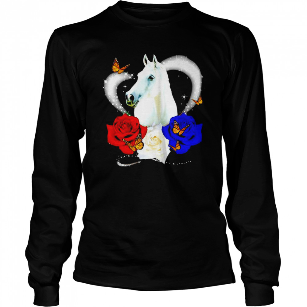 Horse love flower shirt Long Sleeved T-shirt