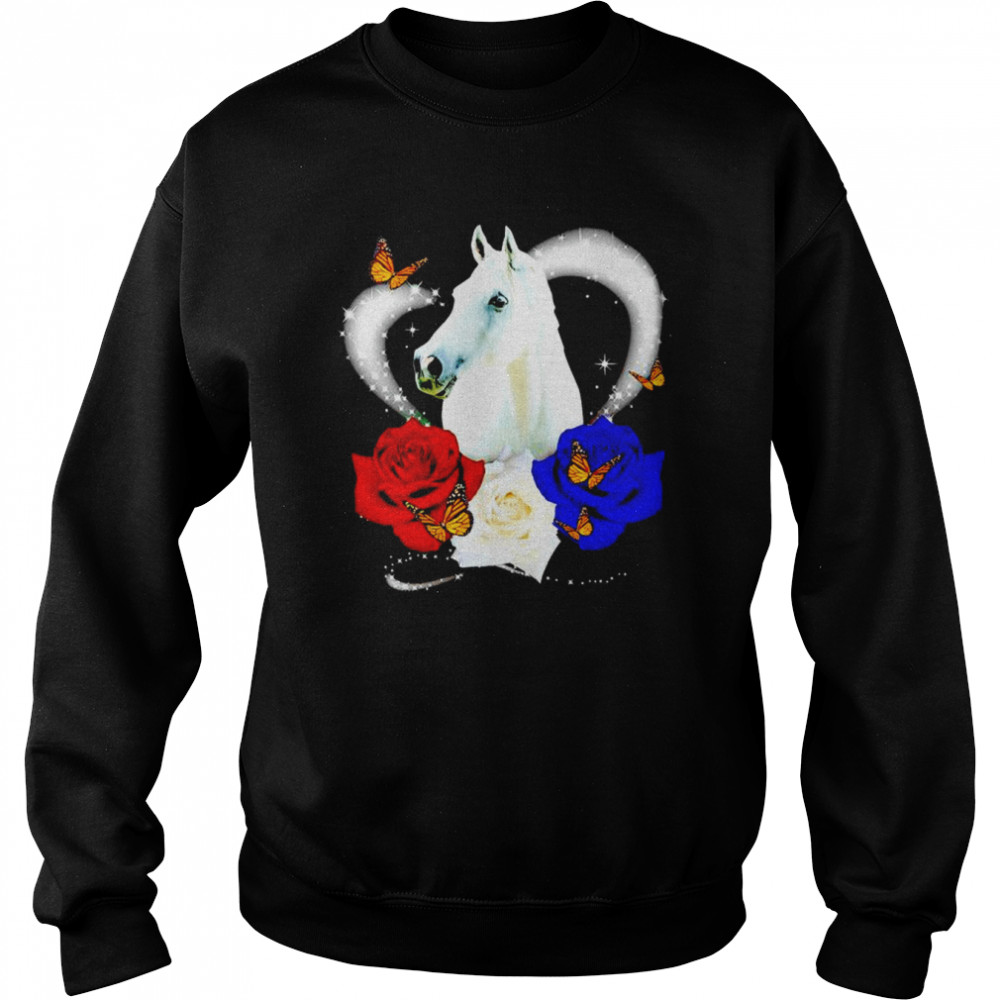 Horse love flower shirt Unisex Sweatshirt