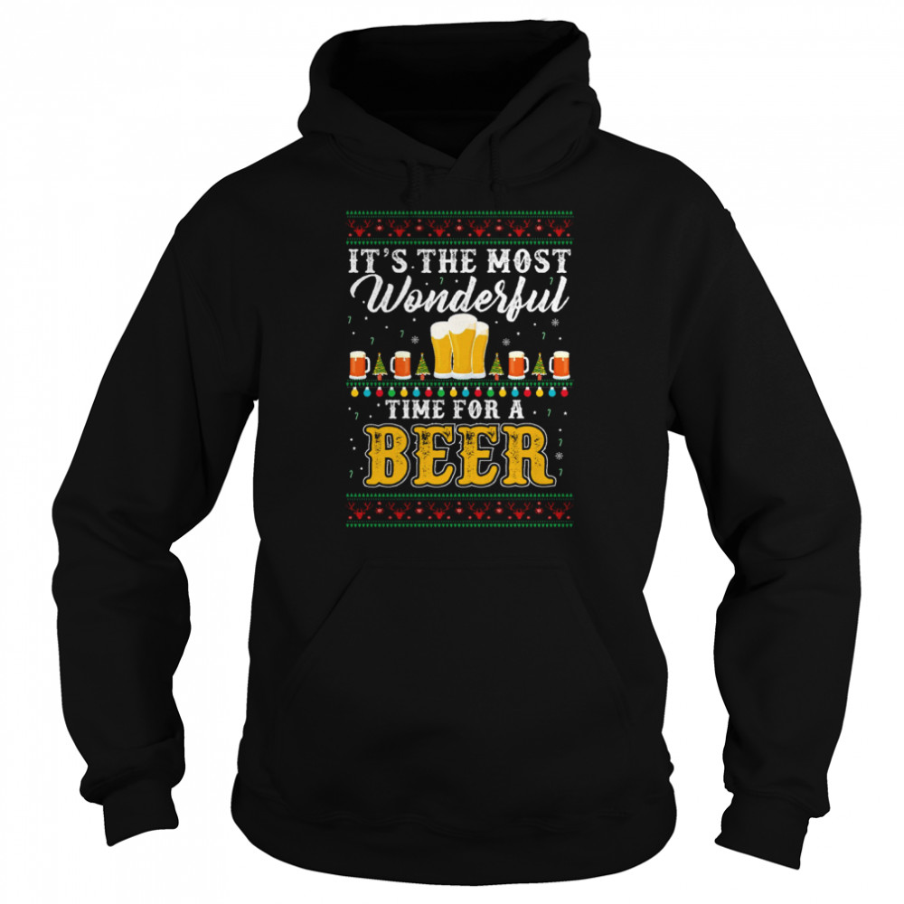 It’s The Most Wonderful Time For A Beer Funny Ugly Christmas shirt Unisex Hoodie