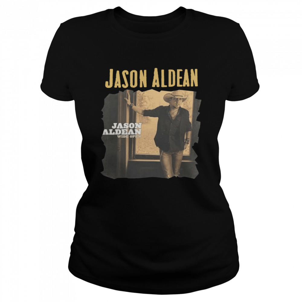 Johnha Jason Aldean Wide Open Sexy Exposed Navel shirt Classic Women's T-shirt