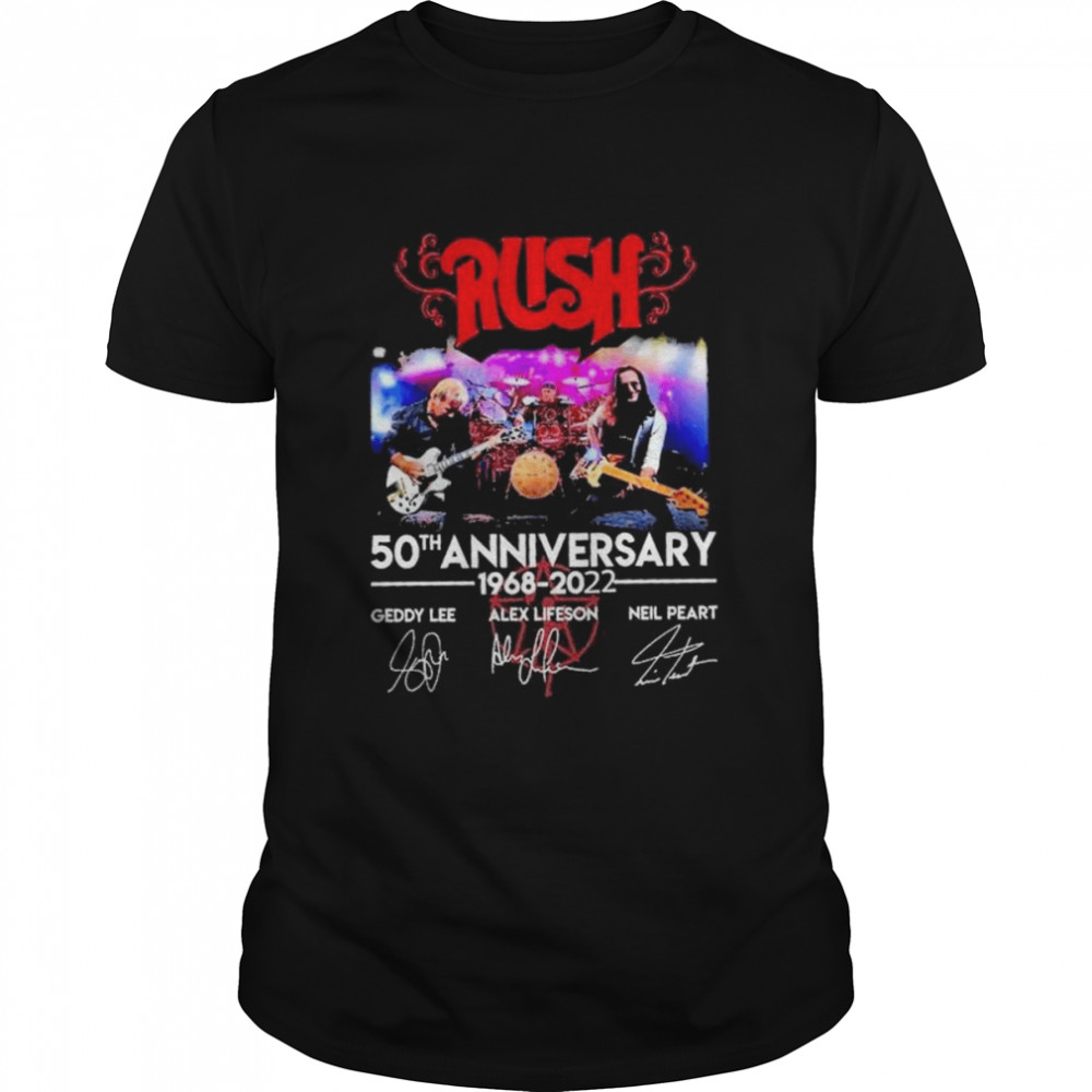 Rush 50th anniversary 1968 2022 signatures shirt