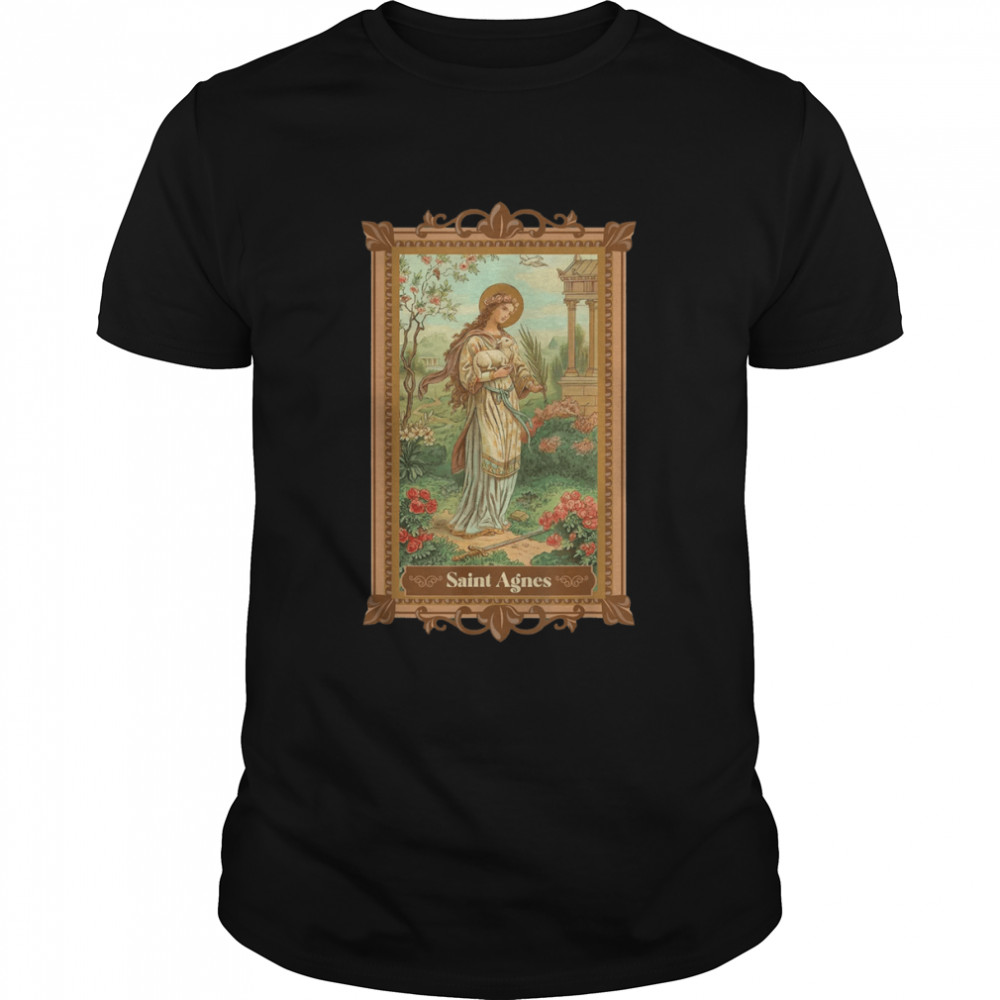St Agnes of Rome Prayer Card Vintage Catholic Art Saints T-Shirt