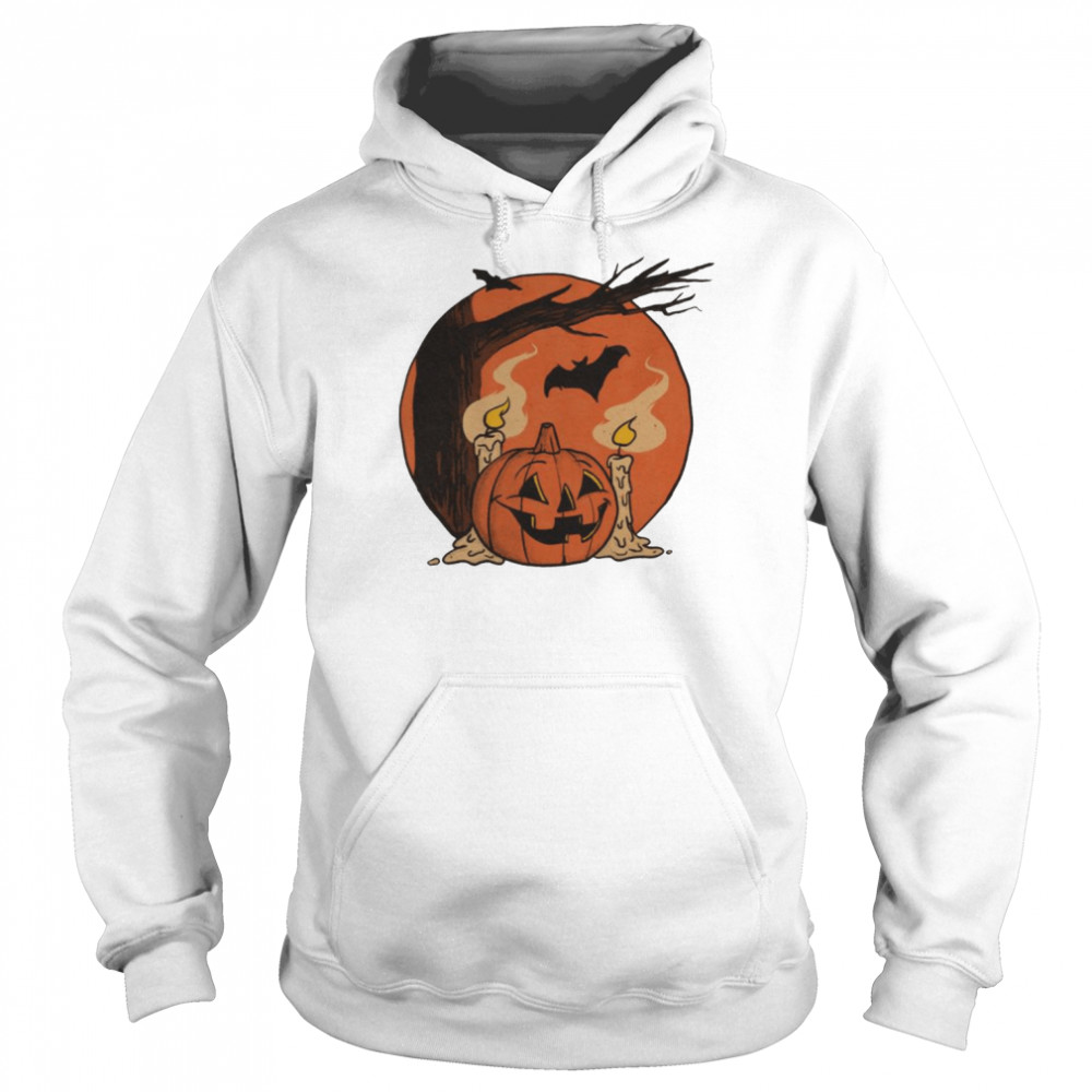Vintage Pumpkin Scene Halloween Monsters shirt Unisex Hoodie