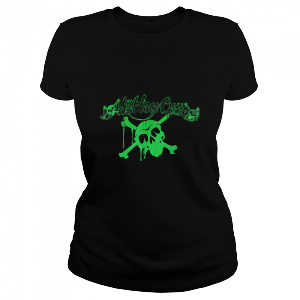 Mötley Crüe – Neon Green Logo with Skull T- B09MV9C9V7 Classic Women's T-shirt