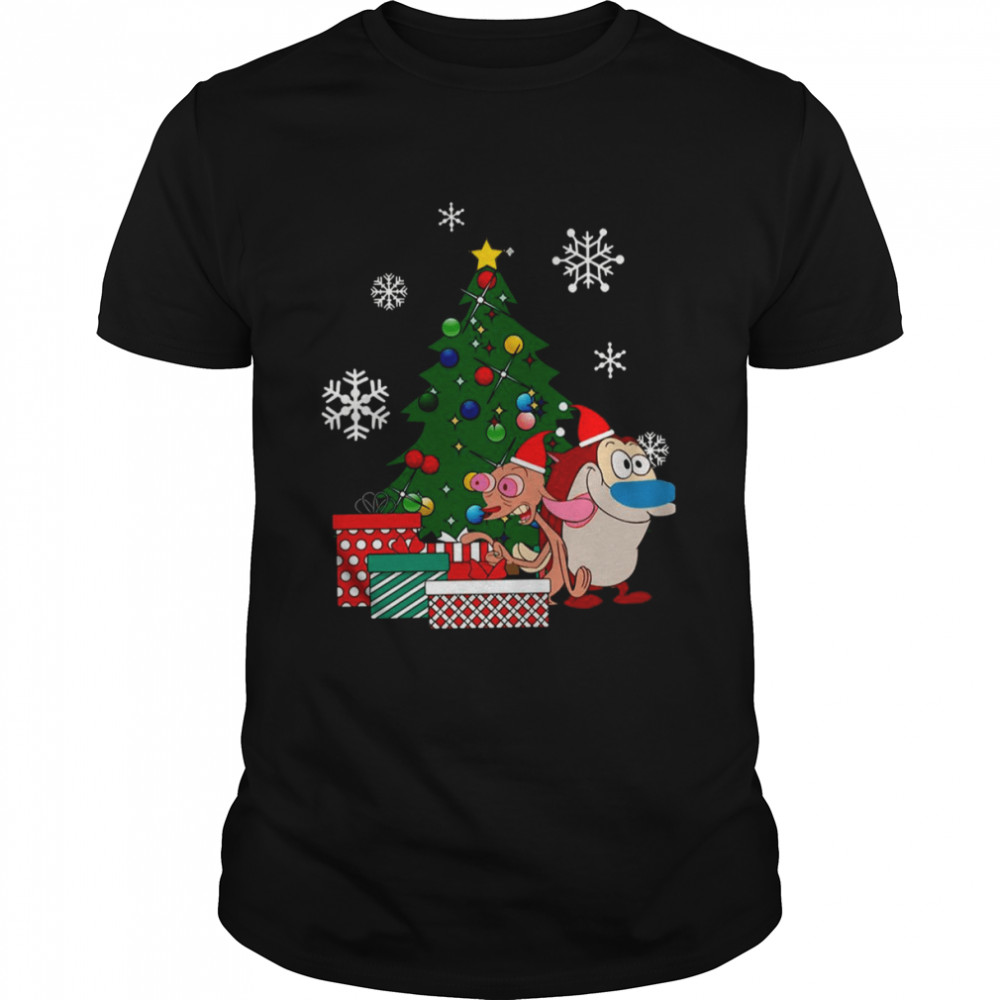 Around The Christmas Tree Ren And Stimpy 90s Cartoon shirt