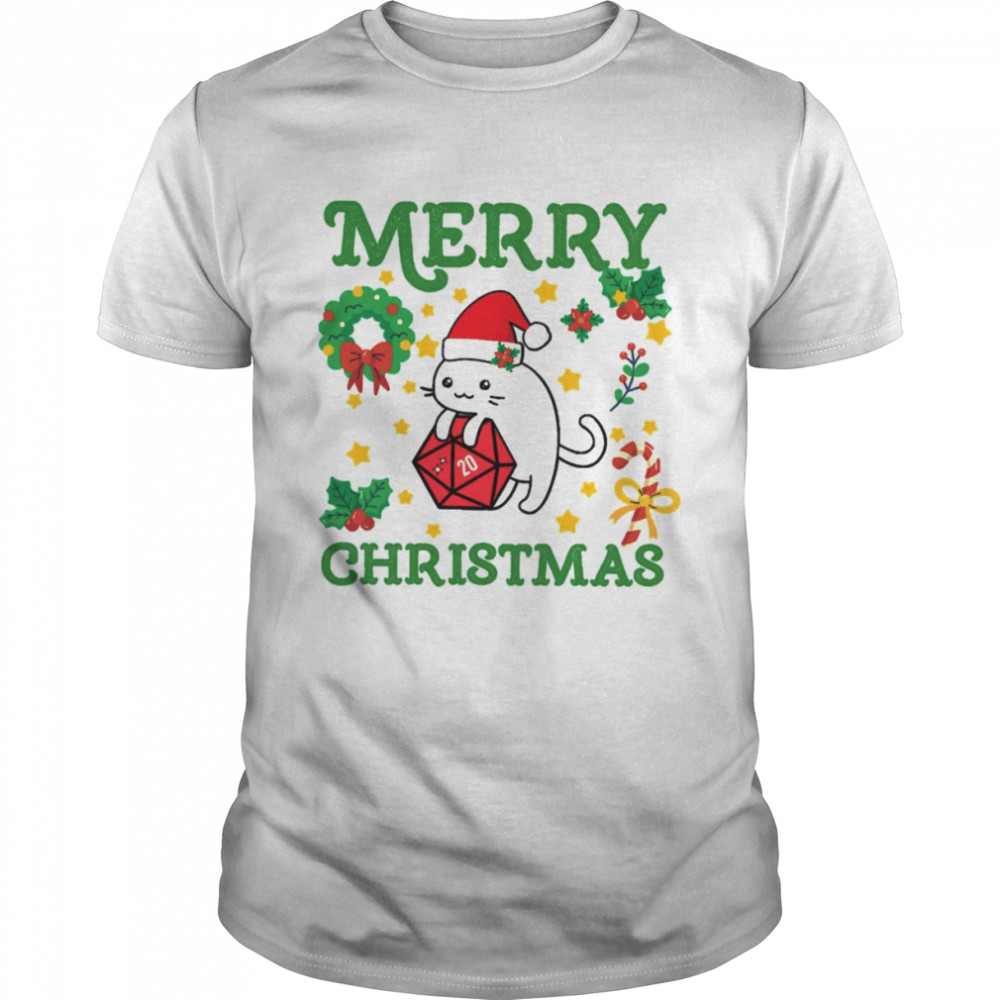 D20 Cat Merry Critmas shirt Classic Men's T-shirt