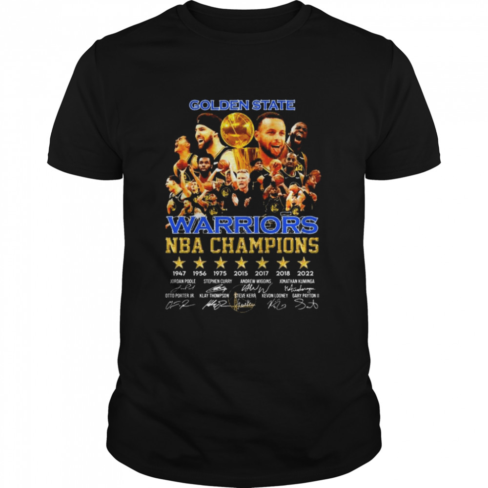 Golden State Warriors NBA Champions 1947 2022 signatures shirt