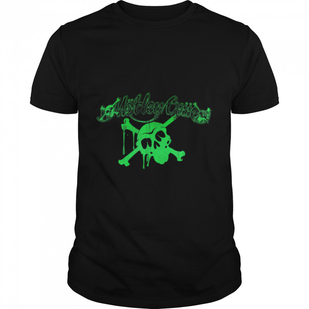 Mötley Crüe – Neon Green Logo with Skull T- B09MV9C9V7 Classic Men's T-shirt