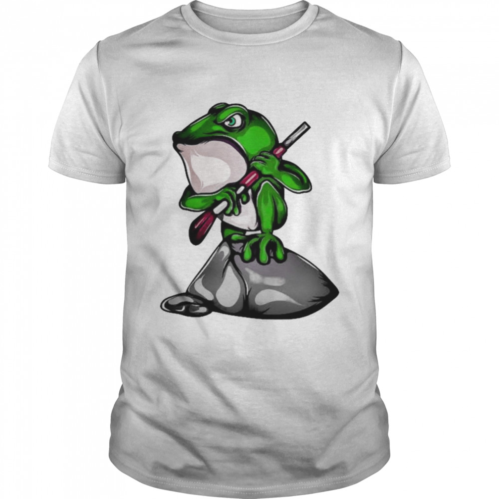 Cute Design Of Frog Holding Gun shirt
