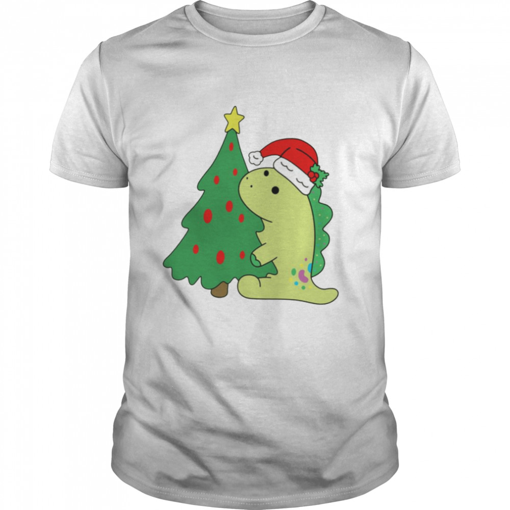 Dino Holiday Hugging Christmas Tree shirt