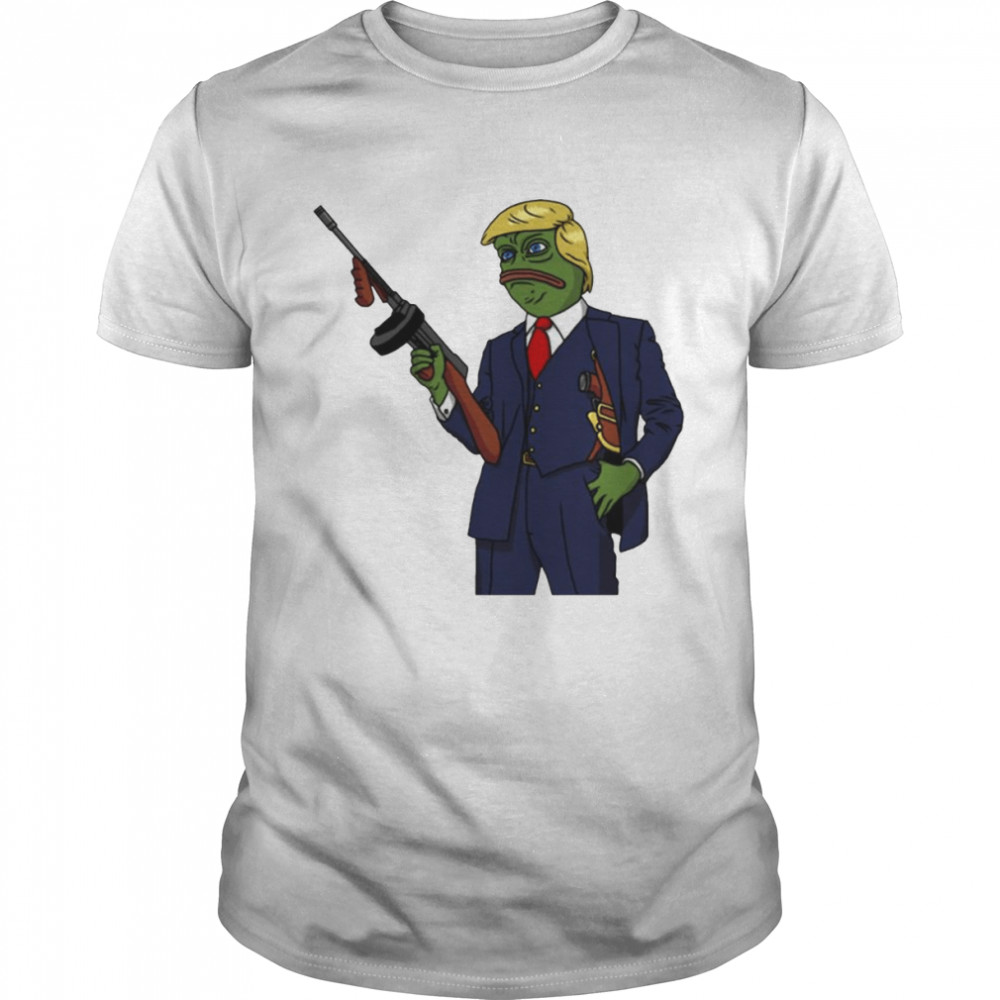 Frog Holding Gun Trump Frog Funny shirt