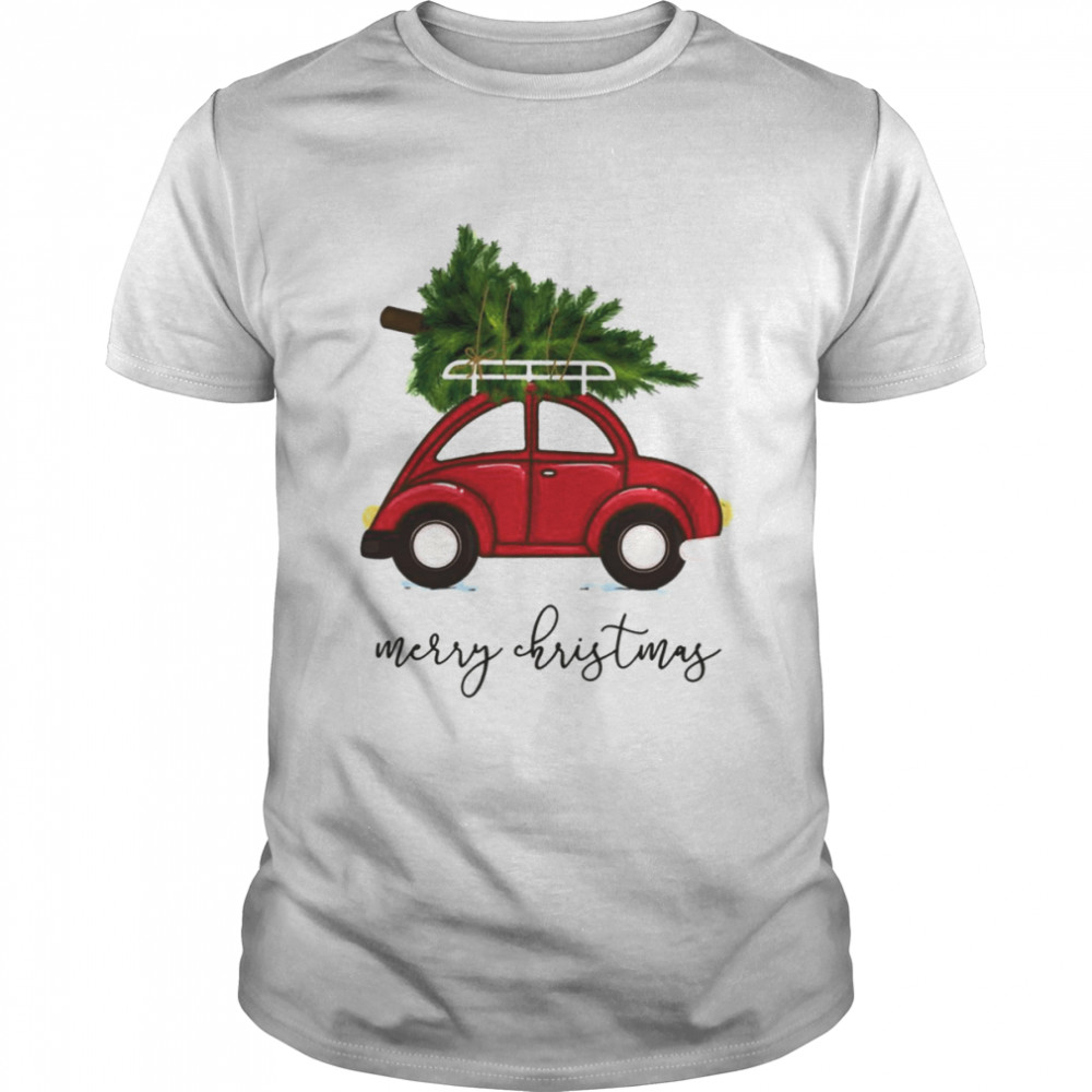 Tree On Red Car Christmas  shirt