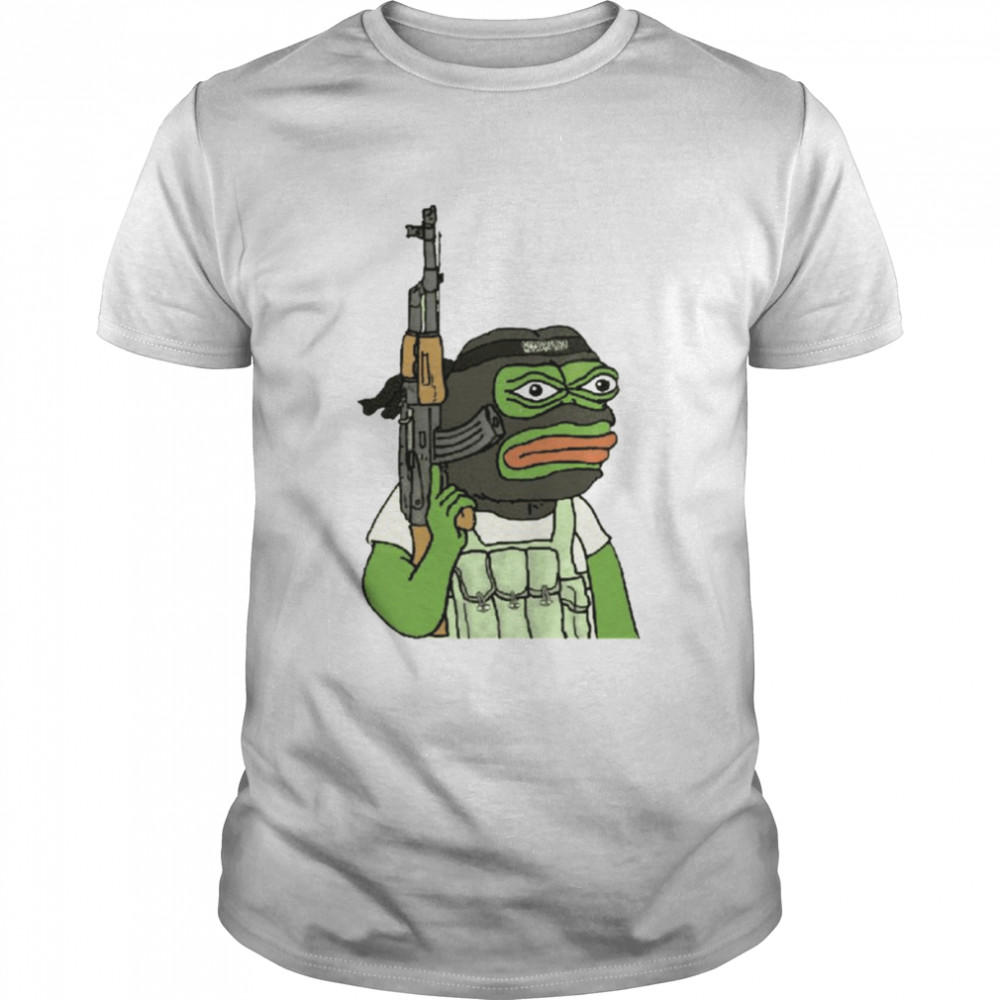 Warror Funny Art Frog Holding Gun Frog shirt