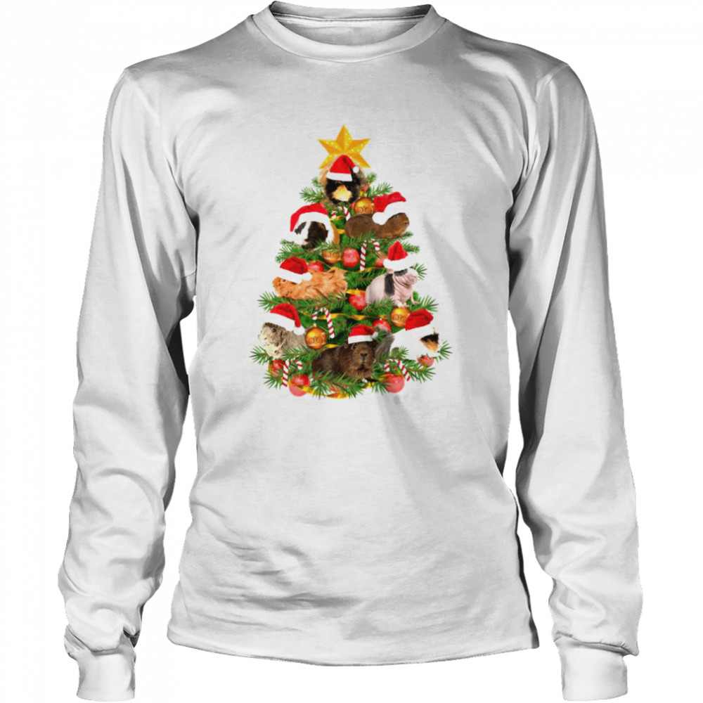 Weird Holiday Merry Cavy Christmas Tree Guinea Pig shirt Long Sleeved T-shirt