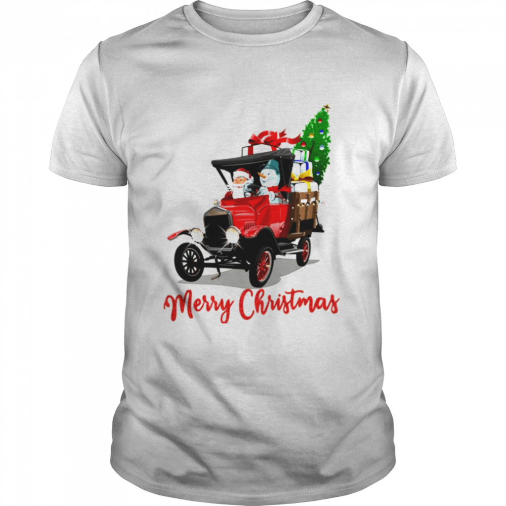 Buffalo Truck Santa Claus And Snowman Merry Christmas shirt