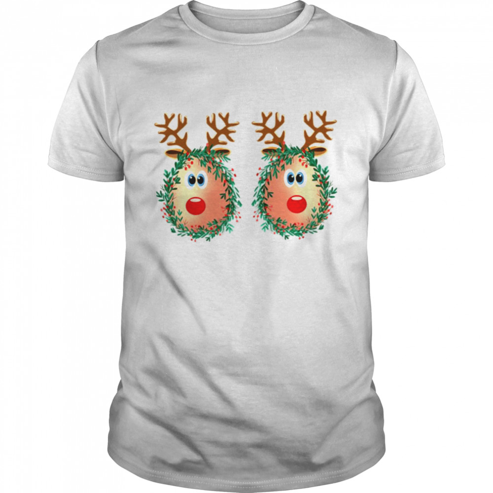 Merry Titmas Reindeer Boobs Naughty Funny Ugly Christmas shirt