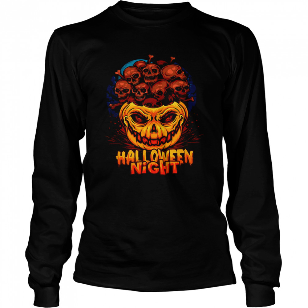 Scary Pumpkin Heads Halloween Scary Pumpkin Boys Costume shirt Long Sleeved T-shirt