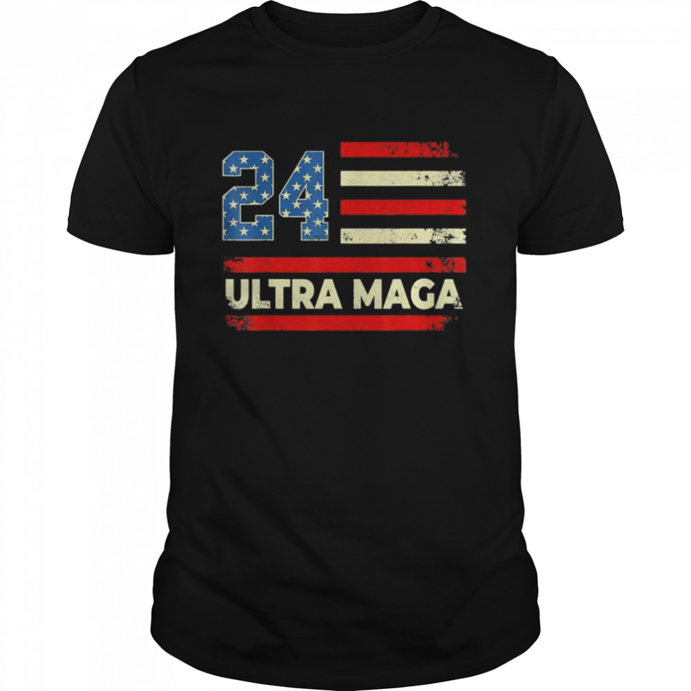 Ultra Maga Trump 2024 Ultra Maga American Flag USA Flag T-Shirt