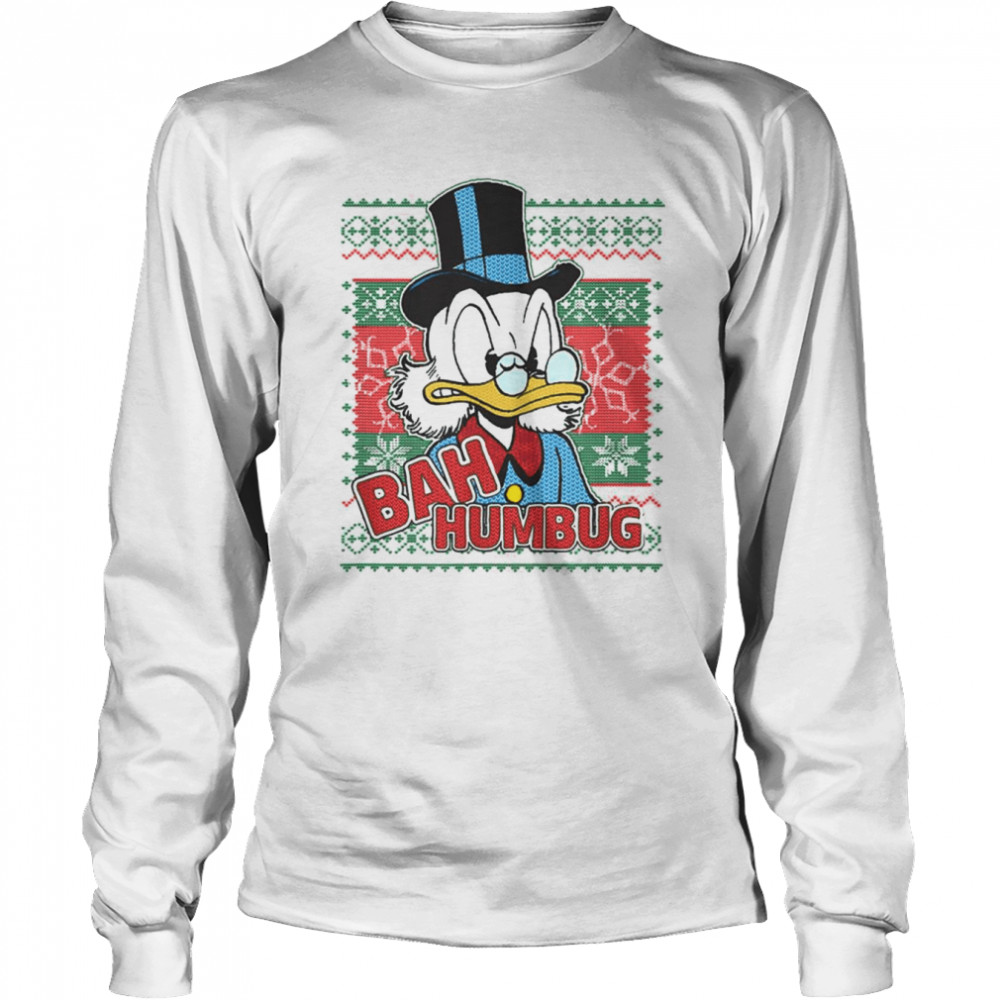 Bah Humbug Duck Cartoon Funny Christmas shirt Long Sleeved T-shirt