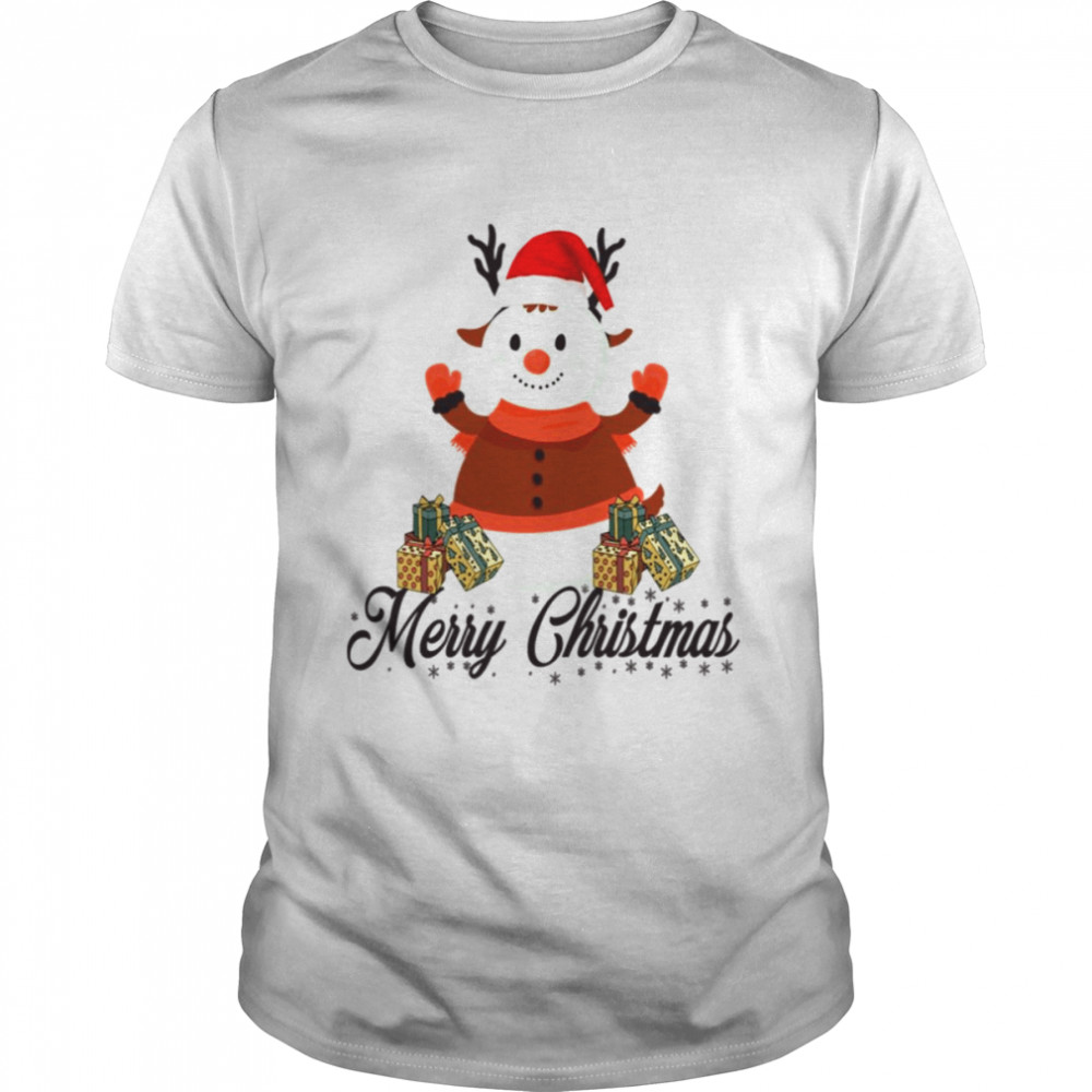 Black Text Merry Christmas Snowman shirt
