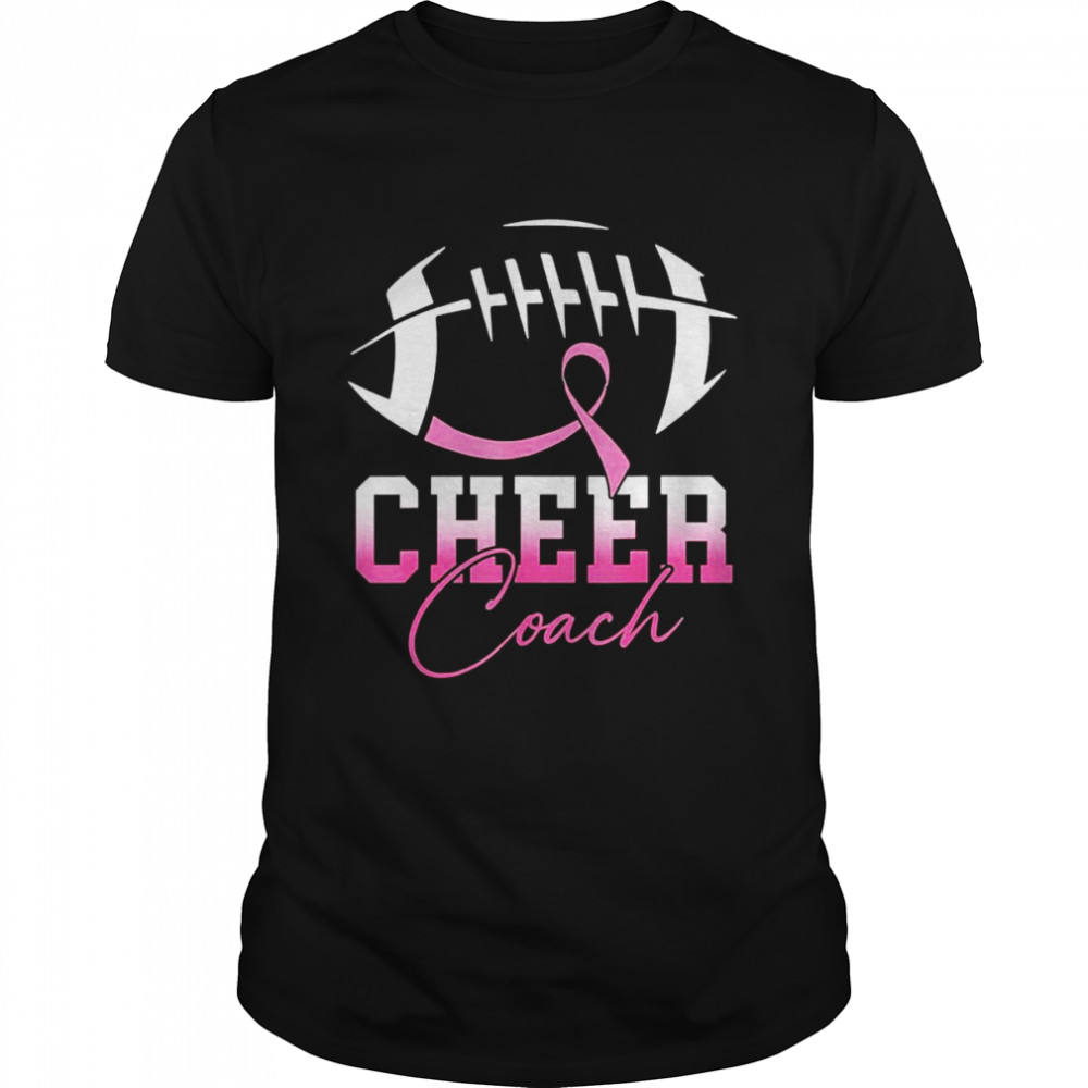 Football Cheer Coach Pink Ribbon Breast Cancer Awareness T-Shirt