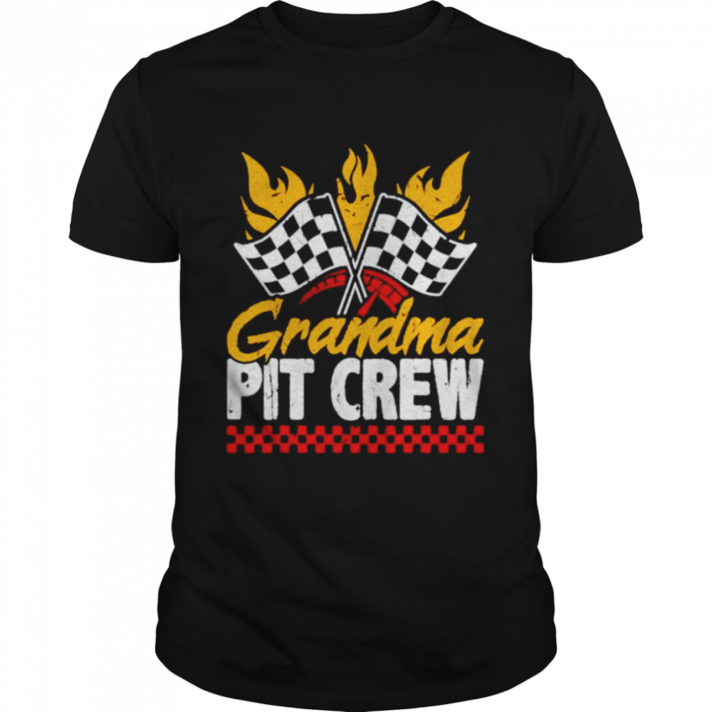 Grandma pit crew race car themed party racing shirt