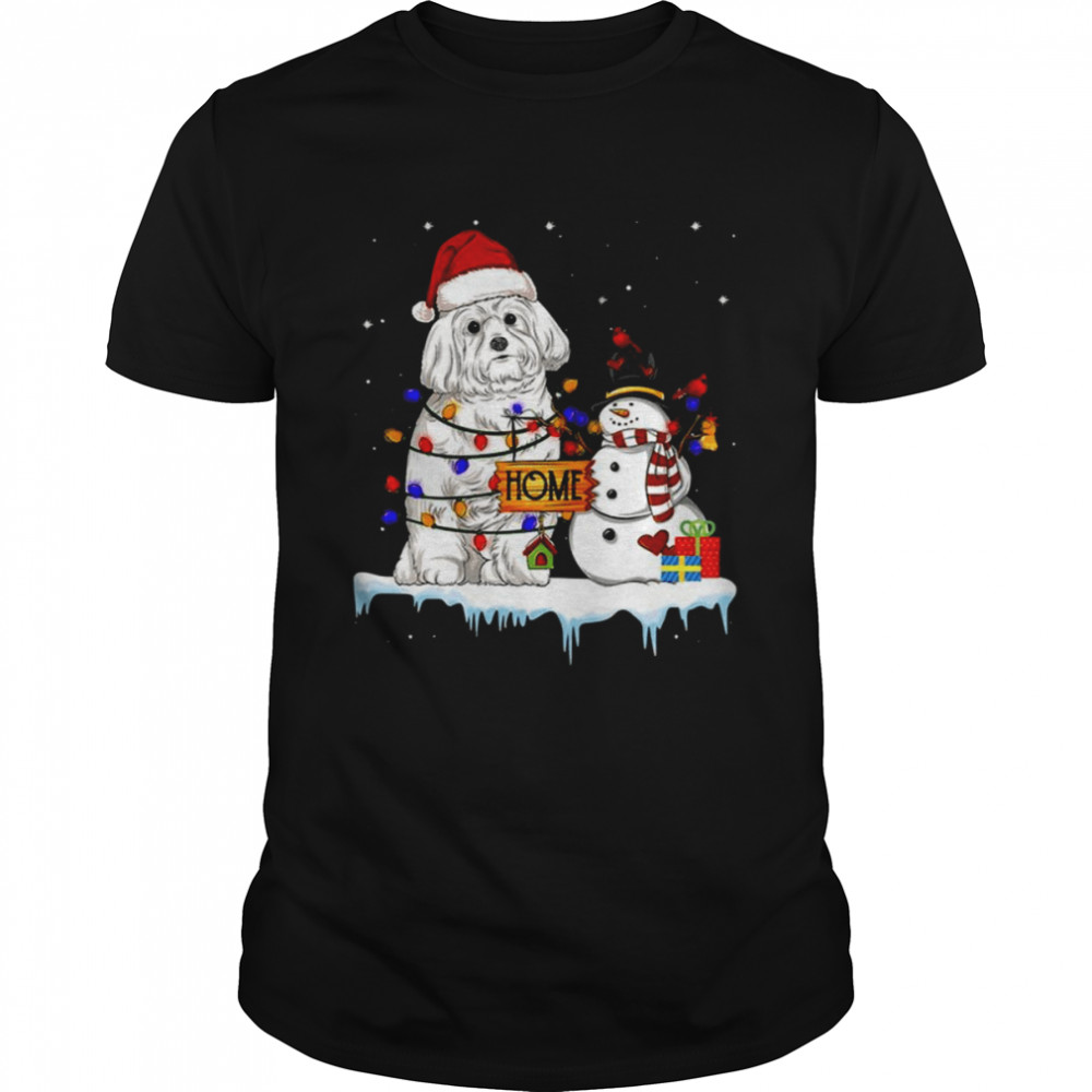 Maltese Dog Christmas Snowman shirt