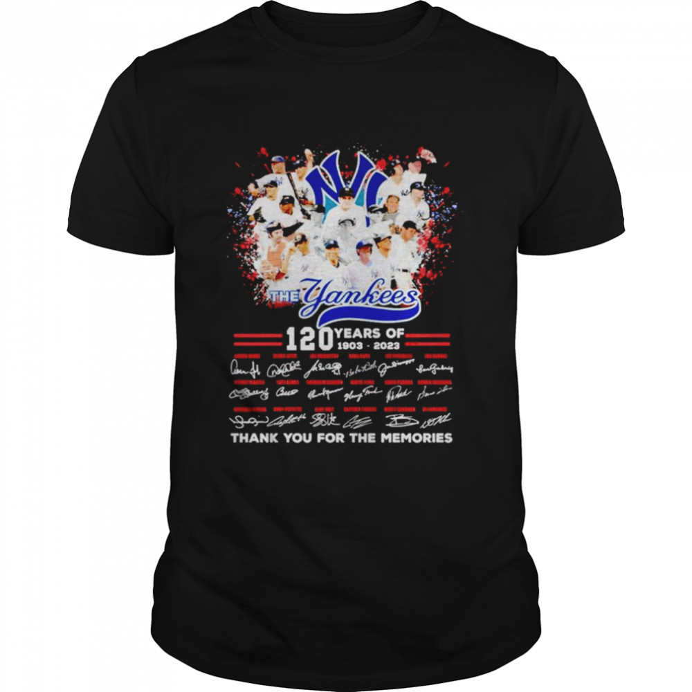 New York Yankess 120 years of 1903-2022 thank you for the memories signatures shirt