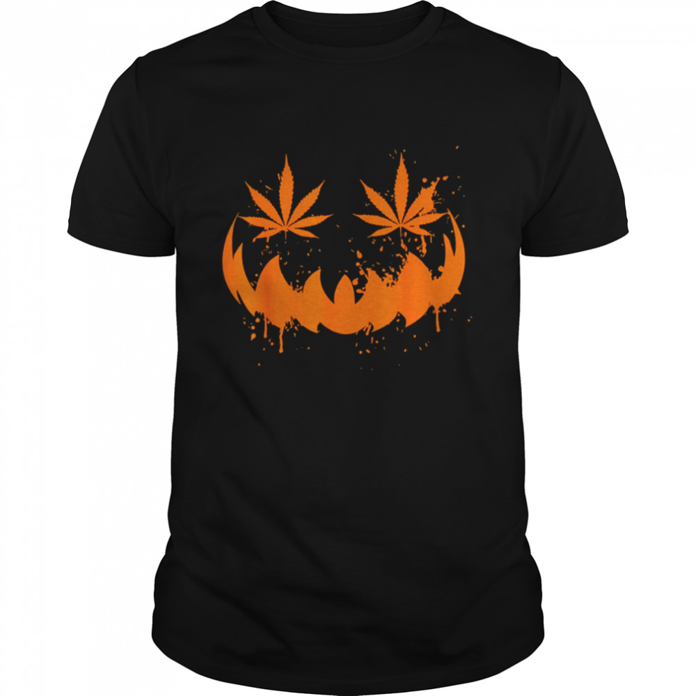 Pumpkin Face Smoking Weed Cannabis Marijuana shirt